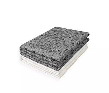 Clawlab Fabric Combo: folded 173"x35" white primary tufting cloth & gray backing cloth.