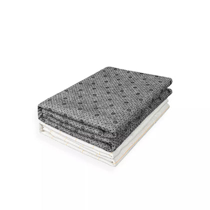 Clawlab Fabric Combo: folded 173"x35" white primary tufting cloth & gray backing cloth.