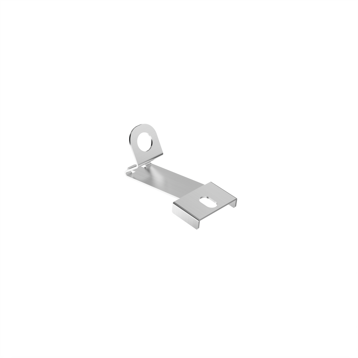 Brushed metal component with circular and oval openings, part of Clawlab Start Kit.
